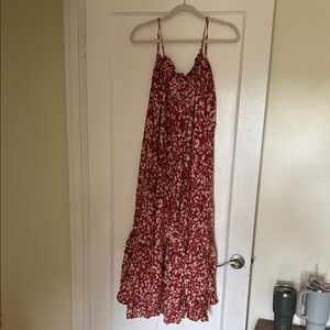 Anthropologie Floral Red Maxi Dress